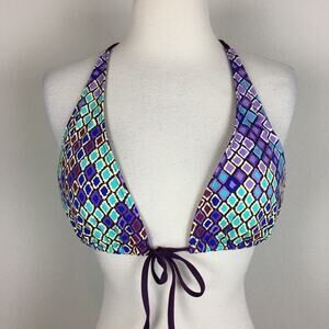 L* Space Purple Diamond Print Swim Bikini  Top Large